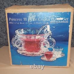 Vintage Princess 18 Piece Punch Set with Box Indiana Glass Company, opened NIB