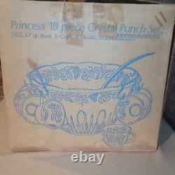 Vintage Princess 18 Piece Punch Set with Box Indiana Glass Company, opened NIB