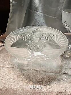 Vintage Punch Bowl, 5 Cups, And Cake Stand