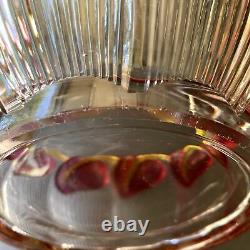 Vintage Punch Bowl & 9 Cups Cranberry Leaves Calla Lilies