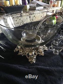 Vintage Punch Bowl Pitman-Dreitzer with Cups and Ladle