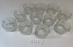 Vintage Punch Bowl Set Clear Glass 11 cups L. E. Smith Daisy Hobstar and Button