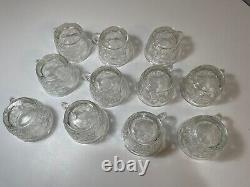 Vintage Punch Bowl Set Clear Glass 11 cups L. E. Smith Daisy Hobstar and Button