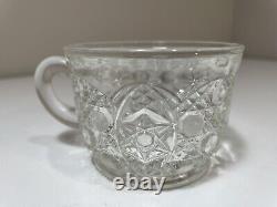 Vintage Punch Bowl Set Clear Glass 11 cups L. E. Smith Daisy Hobstar and Button