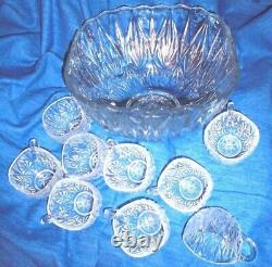 Vintage Punch Bowl Set, Decorative Williamsport Square Glass Punch Set, Clear