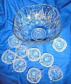 Vintage Punch Bowl Set, Decorative Williamsport Square Glass Punch Set, Clear