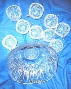 Vintage Punch Bowl Set, Decorative Williamsport Square Glass Punch Set, Clear