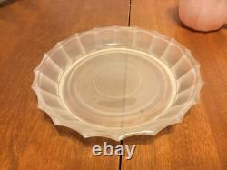 Vintage Punch Bowl Set Frosted Satin Glass 11 Cups Pink Green Yellow Gold Rimmed