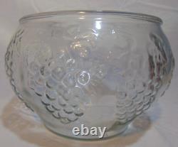 Vintage Punch Bowl Set Indiana Glass Crystal Happenings Grapes Design 18 Pc Box