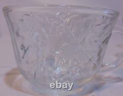 Vintage Punch Bowl Set Indiana Glass Crystal Happenings Grapes Design 18 Pc Box