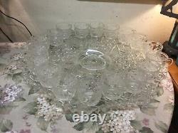 Vintage Punch Bowl Set Pressed Glass 21 pieces complete Huge Heavy hard to find