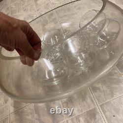 Vintage Punch Bowl Set Retro Mid Century Modern Round Glass 9 Pcs Gogo Groovy