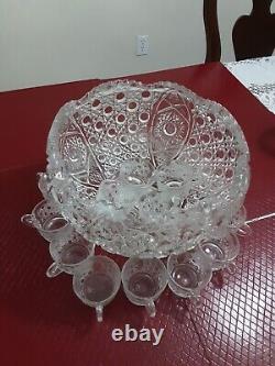 Vintage Punch Bowl Set With 18 Cups See Photos Details