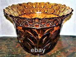 Vintage RARE Cambrige Marigold Wild Rose Glass Punch Bowl Set
