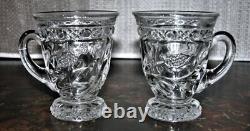 Vintage RARE Cambrige Marigold Wild Rose Glass Punch Bowl Set