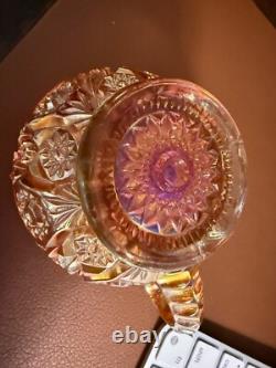 Vintage RARE Carnival Glass Imperial 474 Marigold Punchbowl & Pedestal + 8 cups