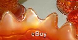 Vintage RARE Northwood Marigold Grapes And Cable Punch Bowl Cups Carnival Glass