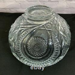Vintage Radiant Daisy Slewed Horseshoe Peacock Punch Bowl Set Cups & Ladle