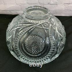 Vintage Radiant Daisy Slewed Horseshoe Peacock Punch Bowl Set Cups & Ladle