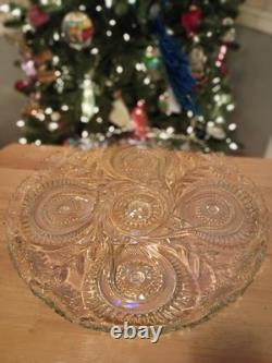 Vintage Radiant Daisy Slewed Horseshoe Peacock Punch Bowl Underplate Platter
