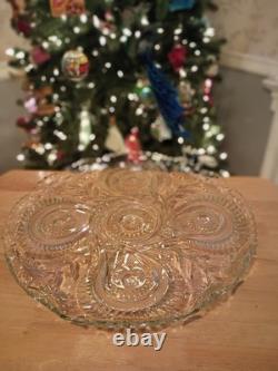 Vintage Radiant Daisy Slewed Horseshoe Peacock Punch Bowl Underplate Platter