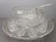 Vintage Radiant Daisy Star Pattern Glass Punch Bowl withUnderplate & 12 Cups