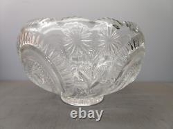 Vintage Radiant Daisy Star Pattern Glass Punch Bowl withUnderplate & 12 Cups
