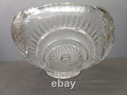 Vintage Radiant Daisy Star Pattern Glass Punch Bowl withUnderplate & 12 Cups