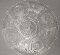 Vintage Radiant Daisy Star Pattern Glass Punch Bowl withUnderplate & 12 Cups