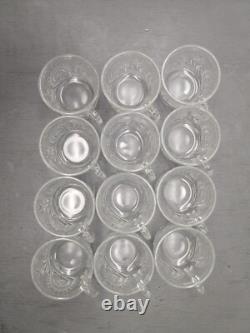 Vintage Radiant Daisy Star Pattern Glass Punch Bowl withUnderplate & 12 Cups