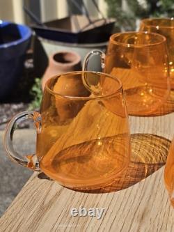Vintage Retro Italian Orange Art Glass Empoli Punch Bowl Set (No Ladel)