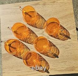 Vintage Retro Italian Orange Art Glass Empoli Punch Bowl Set (No Ladel)