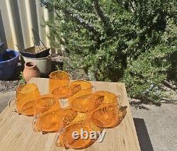 Vintage Retro Italian Orange Art Glass Empoli Punch Bowl Set (No Ladel)