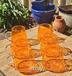 Vintage Retro Italian Orange Art Glass Empoli Punch Bowl Set (No Ladel)