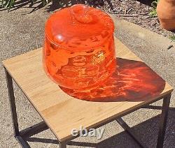 Vintage Retro Italian Orange Art Glass Empoli Punch Bowl Set (No Ladel)