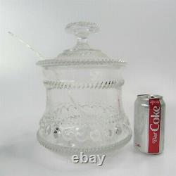 Vintage Rope and Bead Punch Bowl with Cover, Dipper and Ten Cups AA111