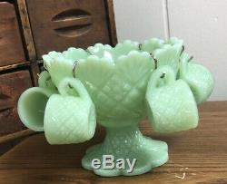 Vintage Rosso Jadeite Mini Punch Bowl with6 Cups