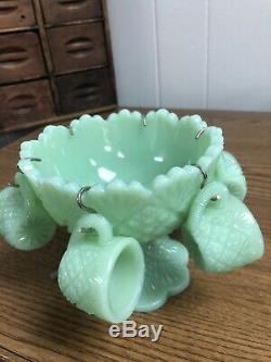 Vintage Rosso Jadeite Mini Punch Bowl with6 Cups