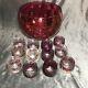 Vintage Ruby Flash Punch Bowl & 12-Cup Matching Set Ruby Red, Cranberry Glass