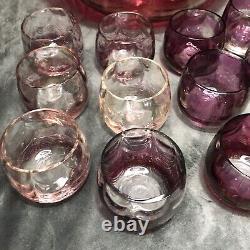 Vintage Ruby Flash Punch Bowl & 12-Cup Matching Set Ruby Red, Cranberry Glass