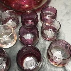 Vintage Ruby Flash Punch Bowl & 12-Cup Matching Set Ruby Red, Cranberry Glass