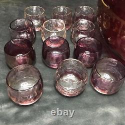 Vintage Ruby Flash Punch Bowl & 12-Cup Matching Set Ruby Red, Cranberry Glass