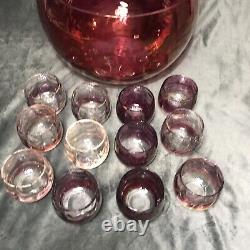 Vintage Ruby Flash Punch Bowl & 12-Cup Matching Set Ruby Red, Cranberry Glass