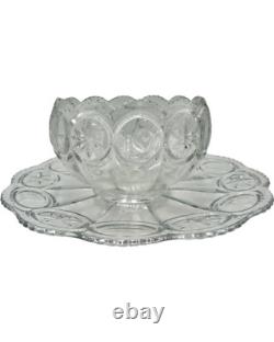 Vintage Set 15 Punch Bowl Set Clear Glass Starburst Party Holiday