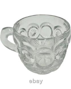 Vintage Set 15 Punch Bowl Set Clear Glass Starburst Party Holiday