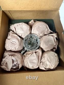 Vintage Shannon Crystal Punch Bowl With 8 Cups And Silver Plated Latle