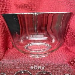 Vintage Silver Fade Glass Punch Bowl Set- 1970's