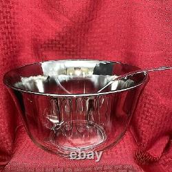 Vintage Silver Fade Glass Punch Bowl Set- 1970's