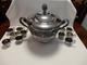 Vintage Silver Plate Punch Bowl or Wine Chiller with Lid, Glass Insert, 11 Cups