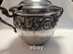 Vintage Silver Plate Punch Bowl or Wine Chiller with Lid, Glass Insert, 11 Cups